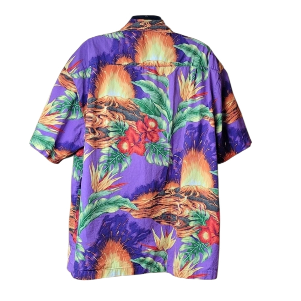 Vintage Paradise Exploding Volcano Lava Button-Up… - image 2